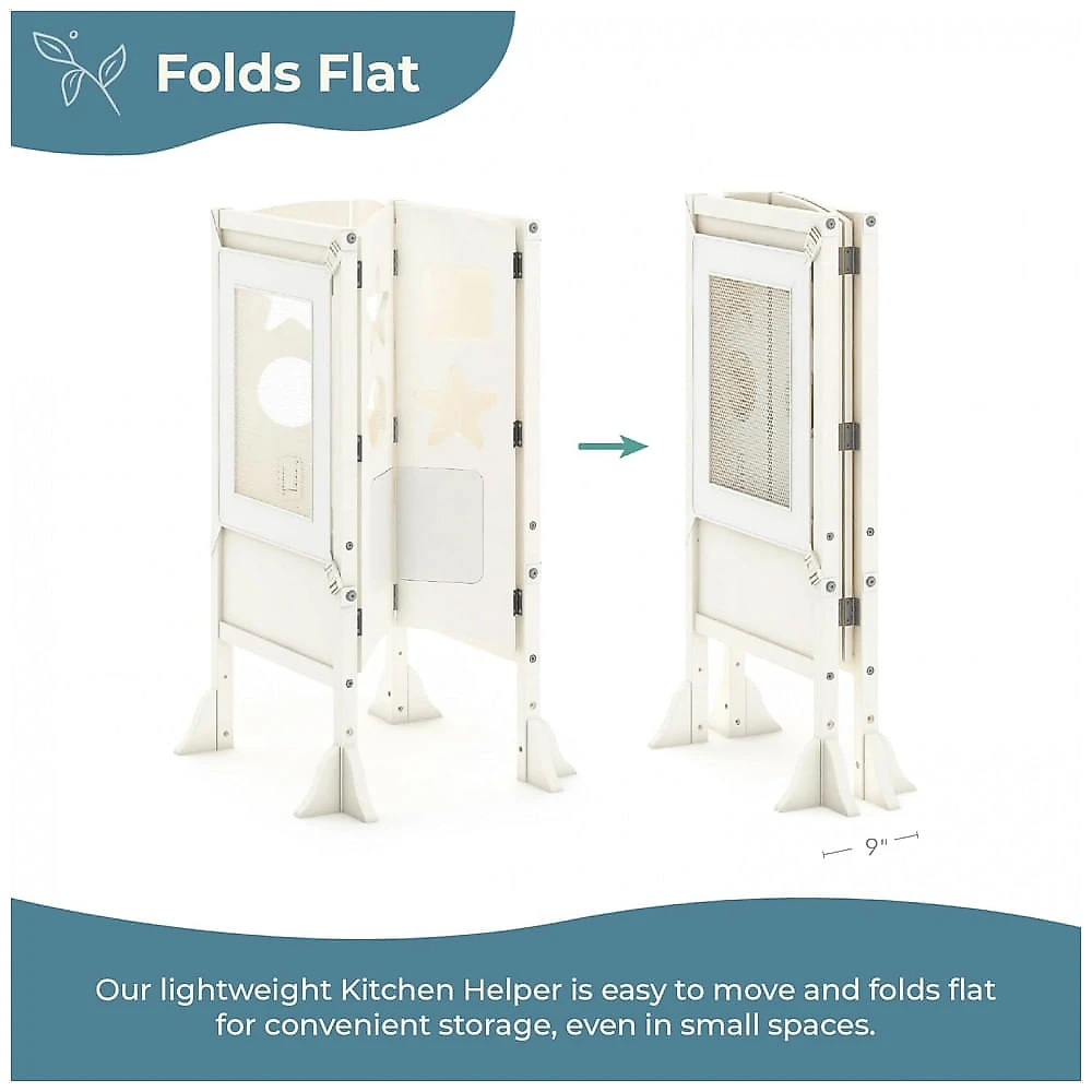 Banqueta Torre de Aprendizagem Dobrável Guidecraft Classic Kitchen Helper Marfim Madeira Bétula Altura Ajustável
