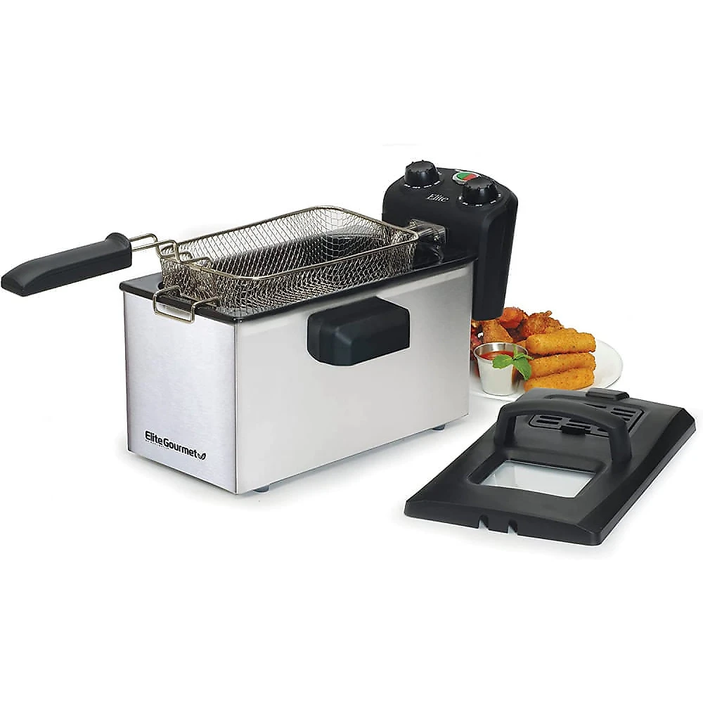Elite Gourmet EDF3500 Fritadeira Elétrica Industrial a Óleo 3 5L com Controle de Temperatura 110V Aço Inox