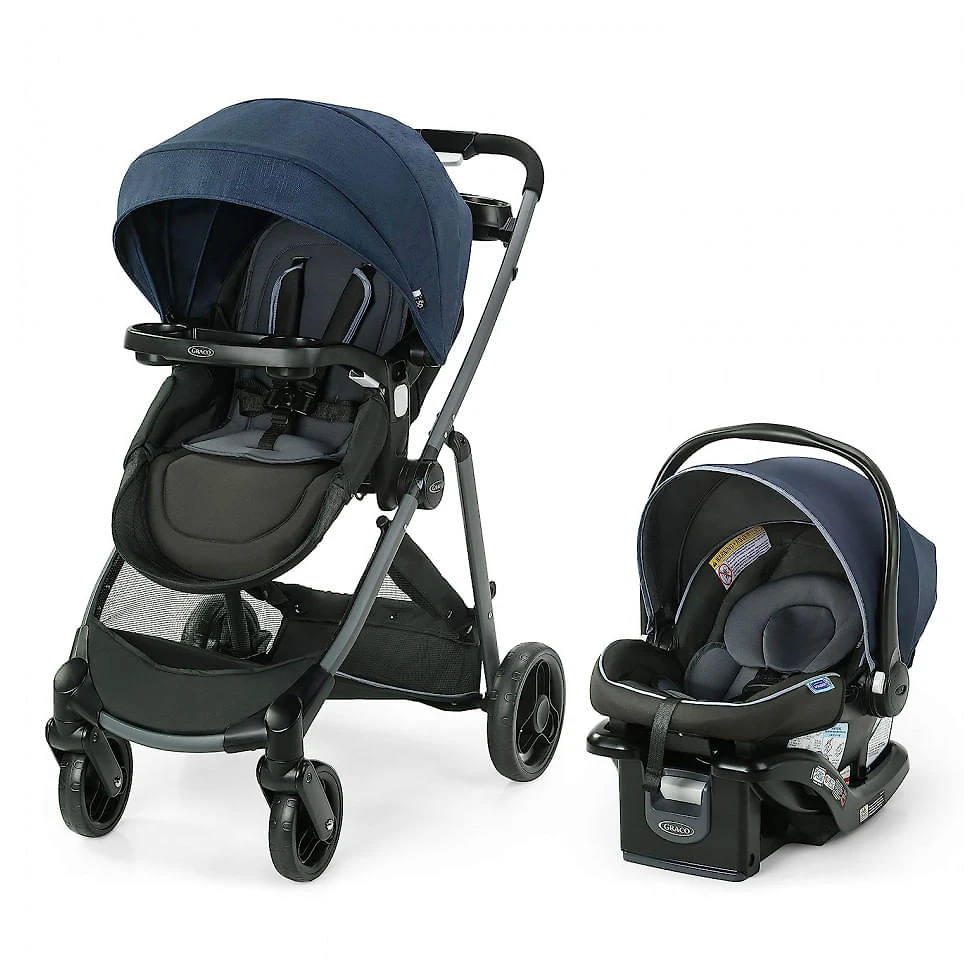 Carrinho de Bebê com Cadeira para Carro Graco Modes Element LX, Cinza