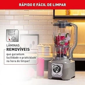 Liquidificador Arno Power Max XXL LN87 2200W* Jarra 2,25L 6 Lâminas Powelix Cinza 110V