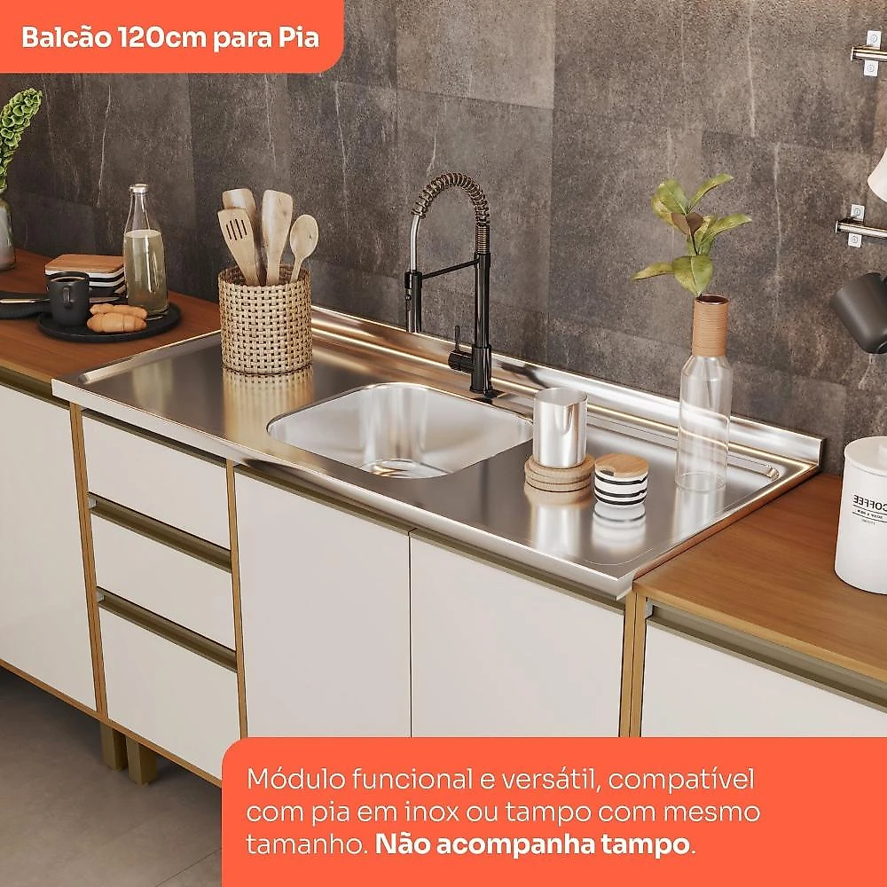 Cozinha Completa 9 Peças com Torre Quente para 1 Forno Venaly Cinamomo/Off White