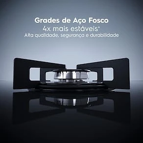 Miniatura Cooktop 5 Bocas Electrolux KE5GT Chama Tripla Mesa de Vidro Grade de Aço Fosco Bivolt