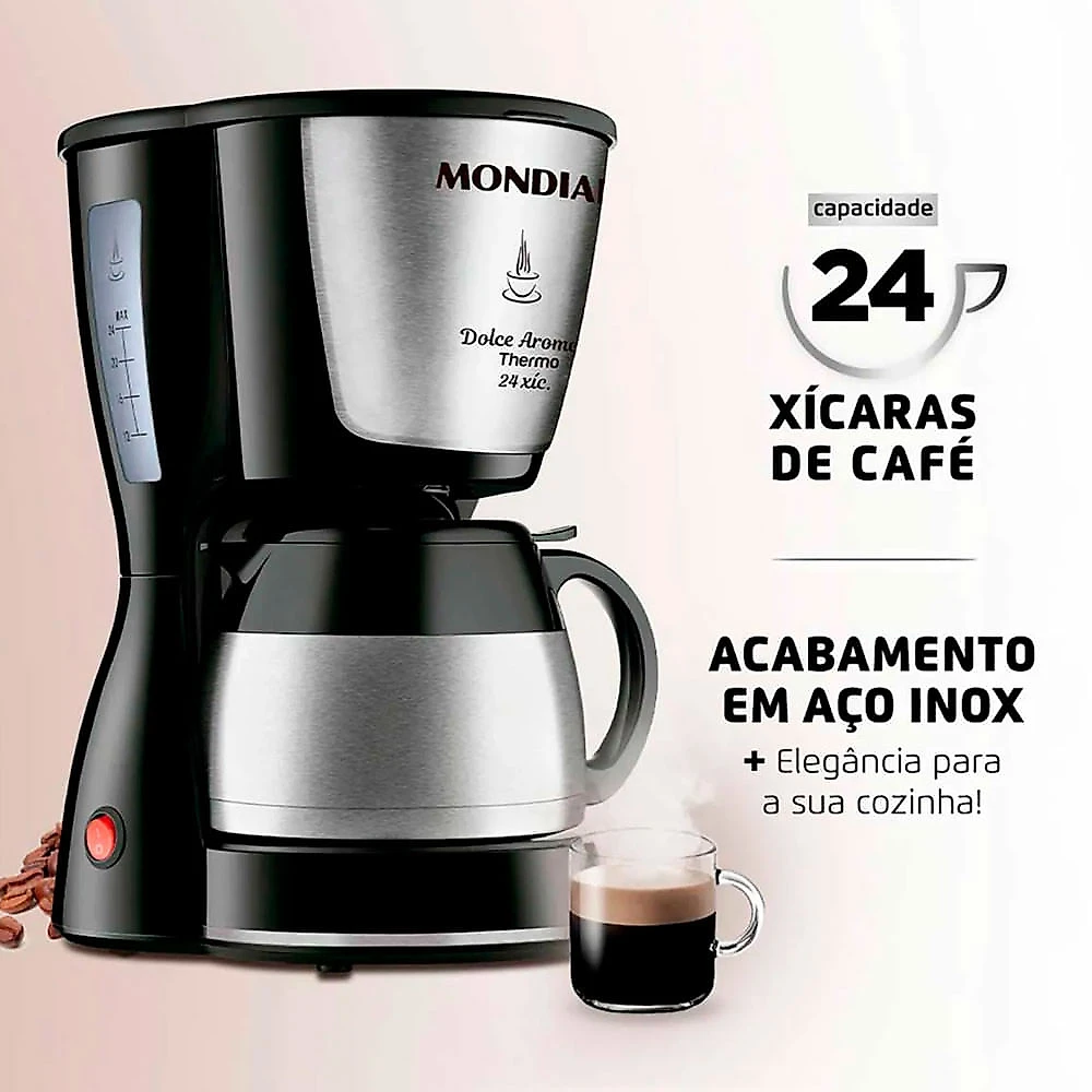 Cafeteira Elétrica Dolce Arome Thermo Mondial C-33JT 24X 800W Preto - 110V