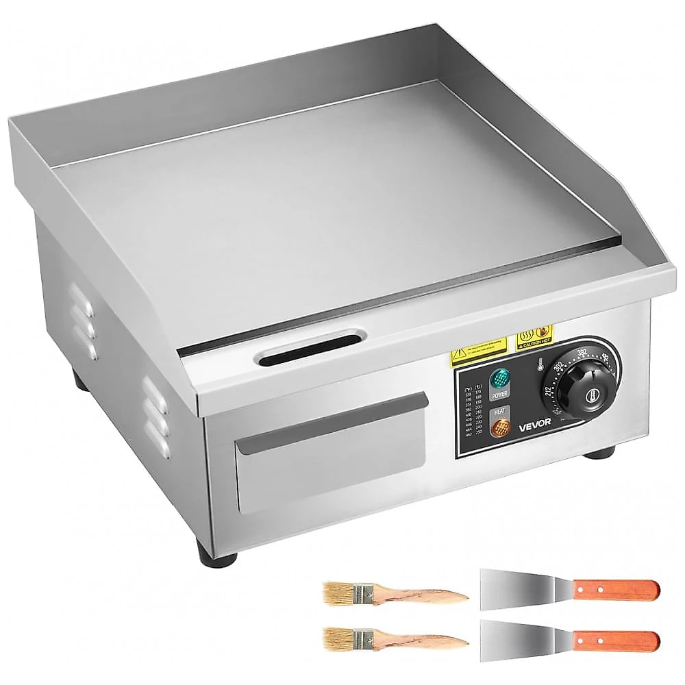 Chapa Elétrica Comercial VEVOR 36cm Antiaderente Teppanyaki 6 Temperaturas 50°C-300°C 110V