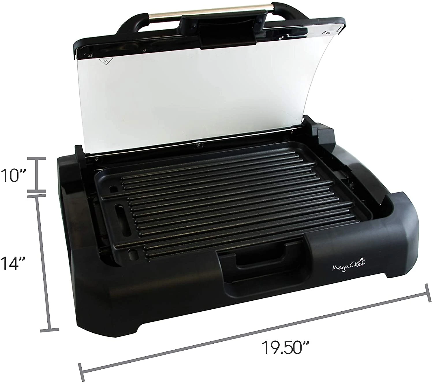 MegaChefChurrasqueira Elétrica Antiaderente Portátil Serve a té 2 Pessoas 110V1500W Preta