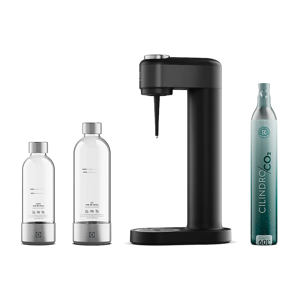 Máquina para Gaseificar Água com Gás Efficient Preta com Cilindro e 2 Garrafas ESM03 - Electrolux