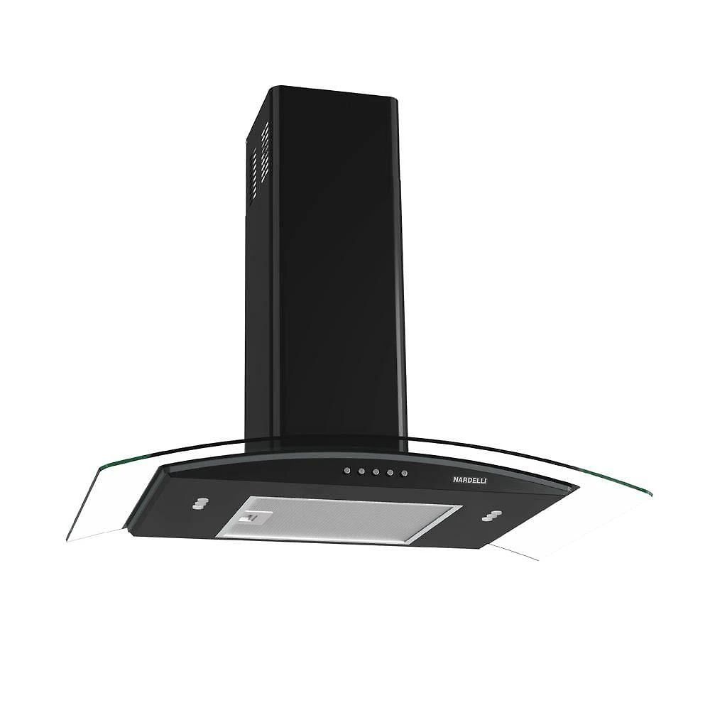 Coifa Nardelli De Parede Clean Vidro Curvo Black 75cm Preto 220V