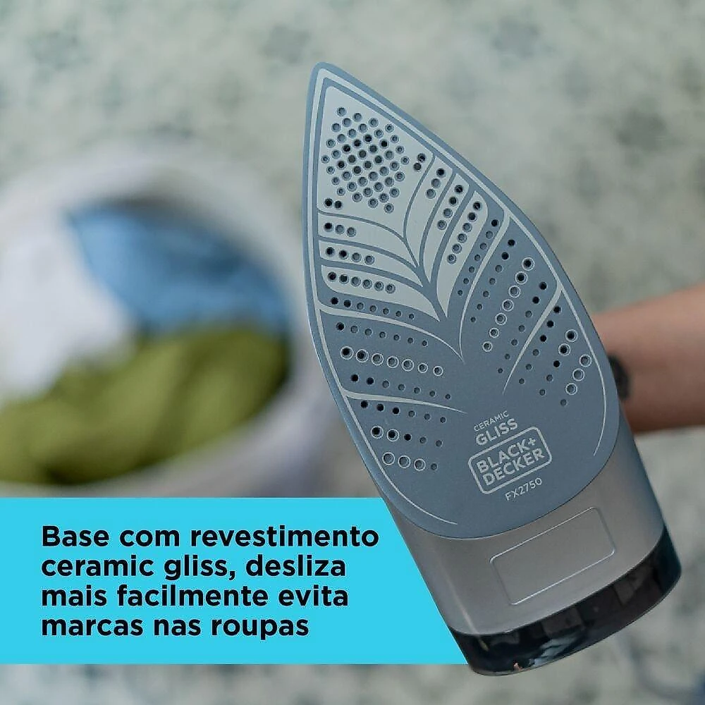 Ferro a vapor black+decker fx2750 antigotejamento base cerâmica gliss cabo giratório 110