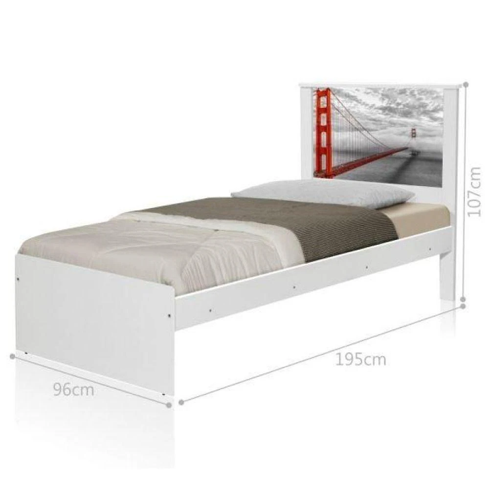 Cama Box Solteiro Cidade San Francisco com Colchão Espuma D23 Casah
