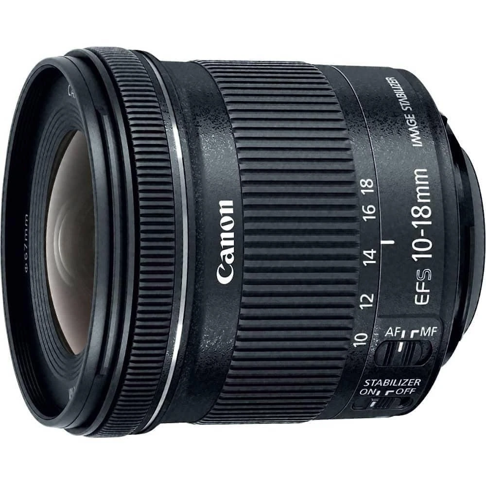 Lente para Câmera Canon EF-S 10-18mm f-4.5-5.6 IS STM Zoom Ultra Grande Angular Preto