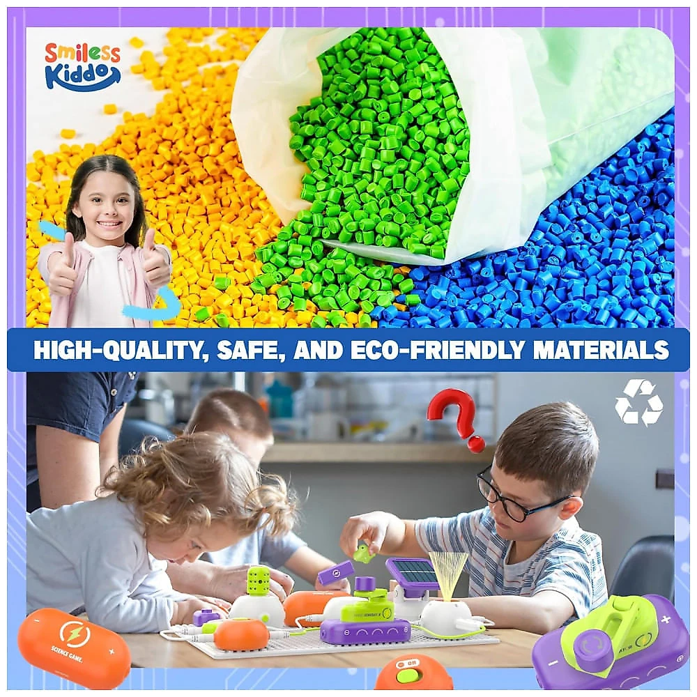 Kit de Ciência STEM para Crianças SMILESSKIDDO com Mais de 150 Projetos e 14 Peças de Circuito - Brinquedo Educativo para Idades 3 a 12 Anos