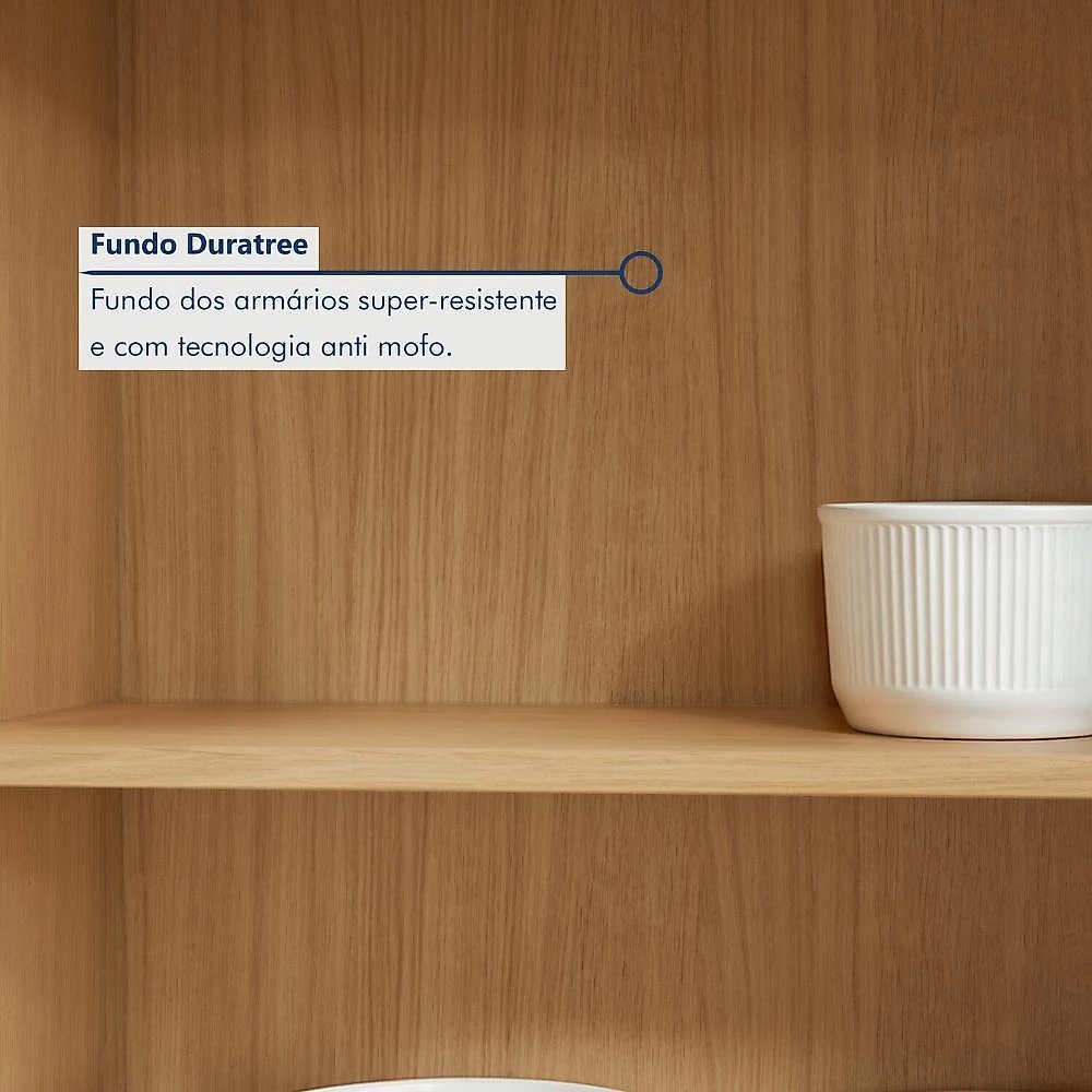 Cozinha Completa Modulada 3 Peças 5 Portas 2 Gavetas 100% MDF Realeza Premium Carvalho/Titânio