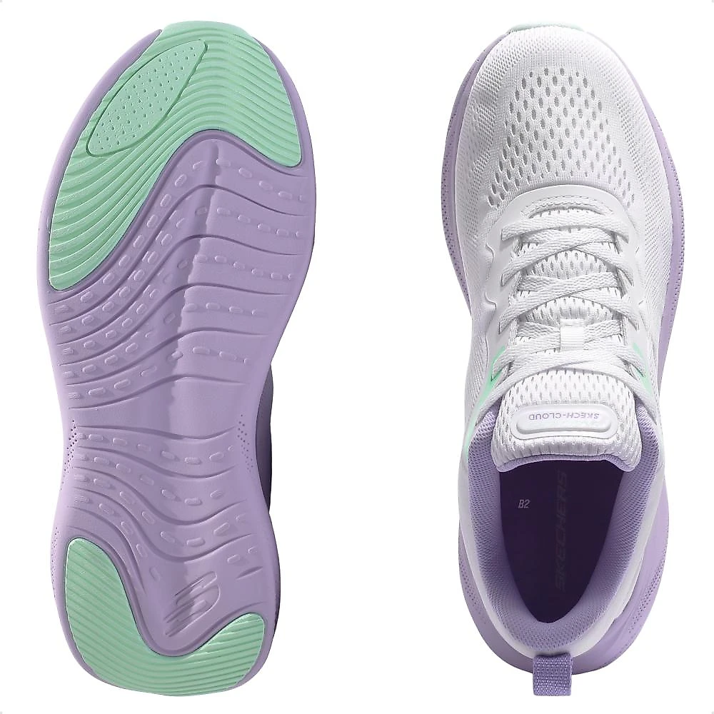 Tênis Skechers Cloud Feminino Branco / Lilas - 34