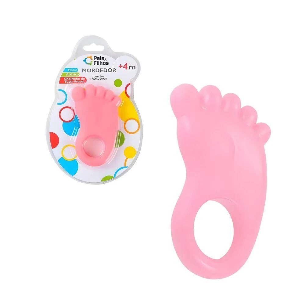 Mordedor de Pezinho com Alívio para Gengivas Sensíveis Design Adorável Rosa
