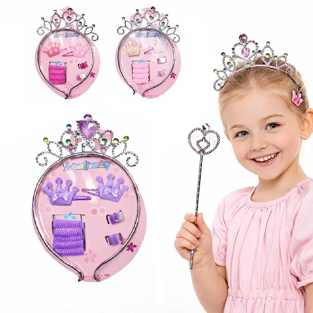 Kit Princesa Infantil Bela Adormecida Plastico 10 Acessorios Tiara Varinha Coroa Utibom