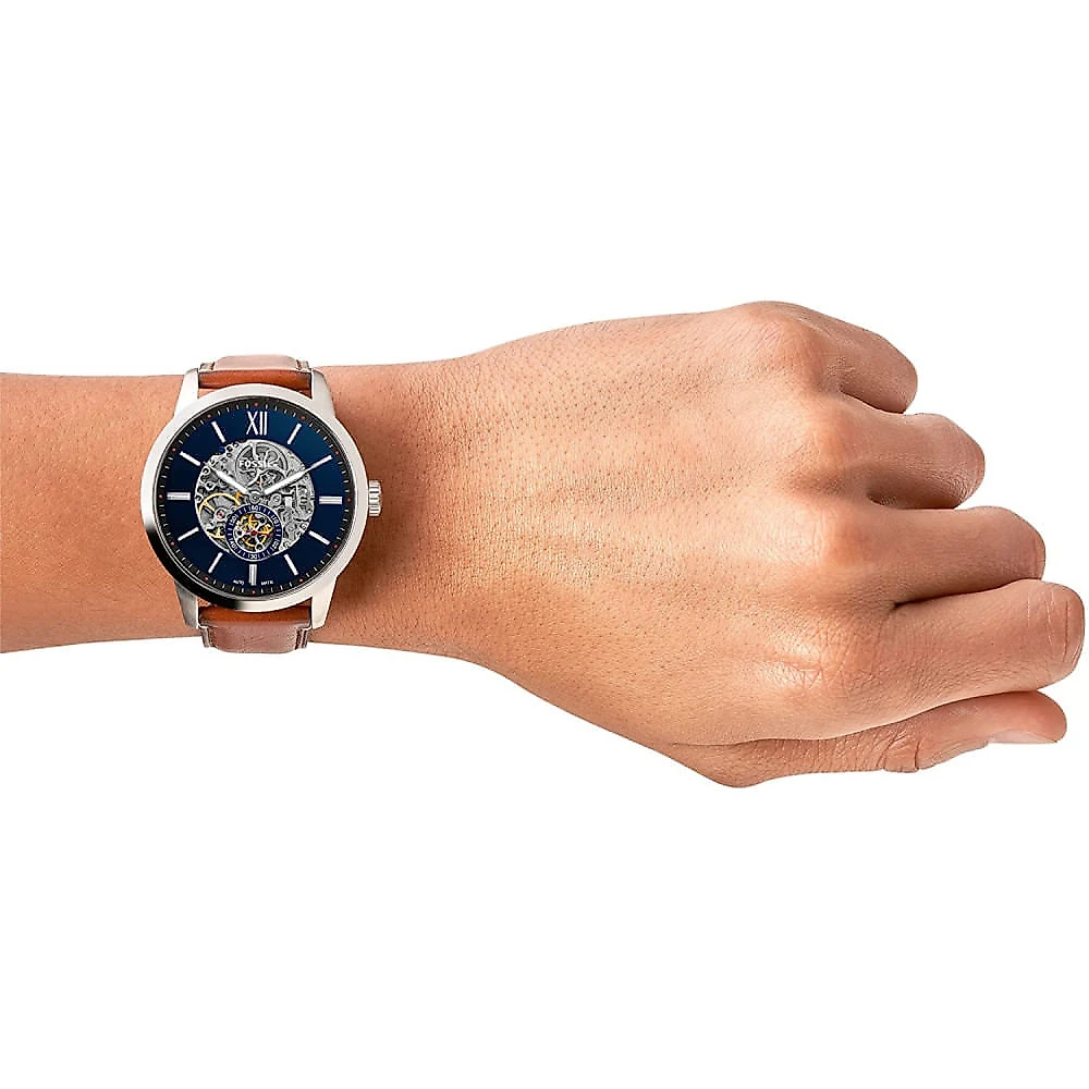 Fossil Relógio Masculino Original de Quartzo Automático com P ulseira de Couro Marrom