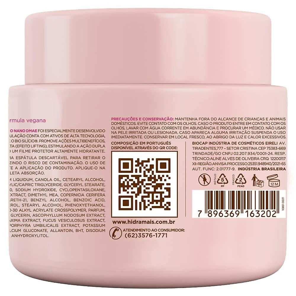 Creme para massagem hidramais colágeno nano dmae 500g