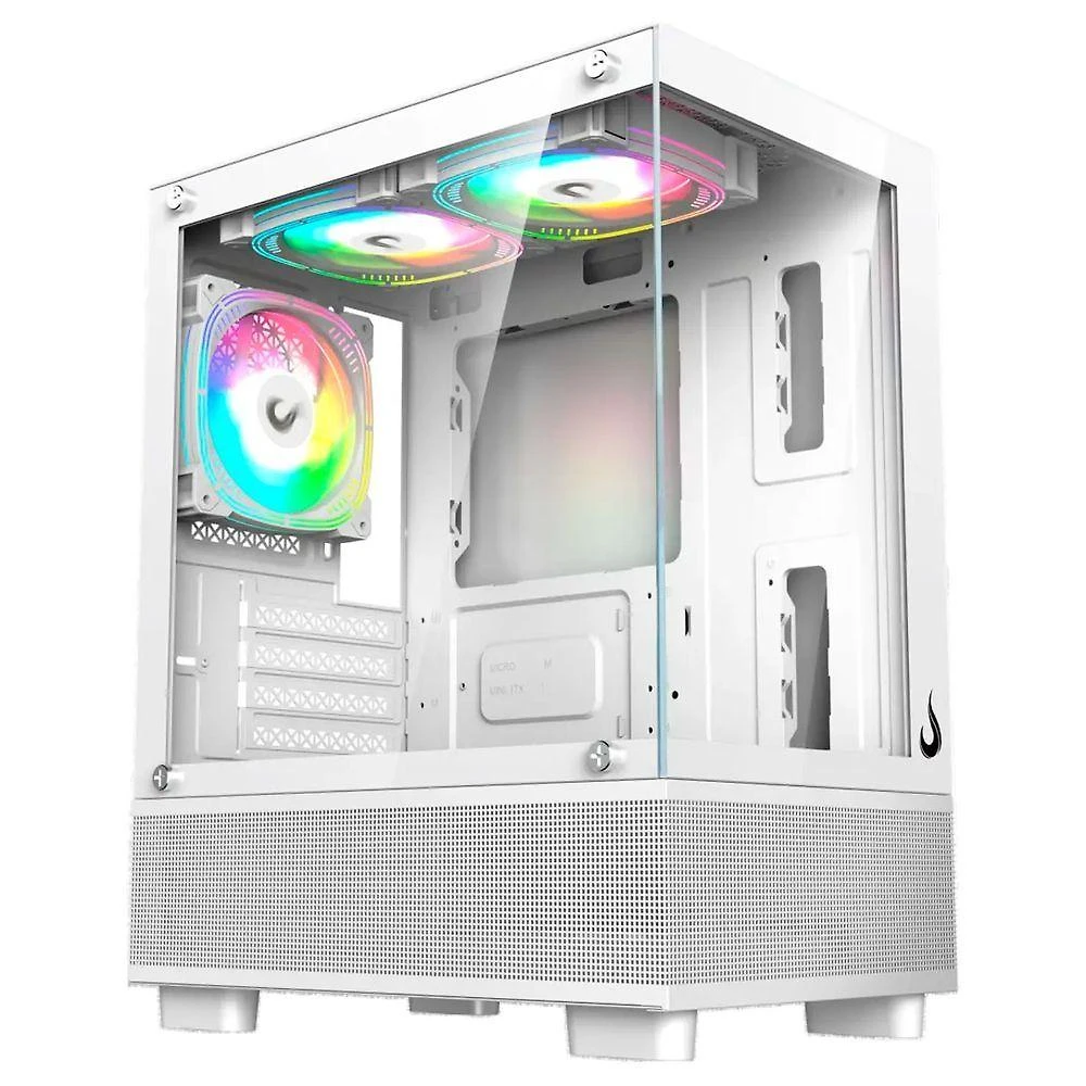 Gabinete Gamer Crystal Glass 02 Mid Tower M-ATX ITX Vidro Temperado Branco Rise Mode RM-CA-CY-02-FW