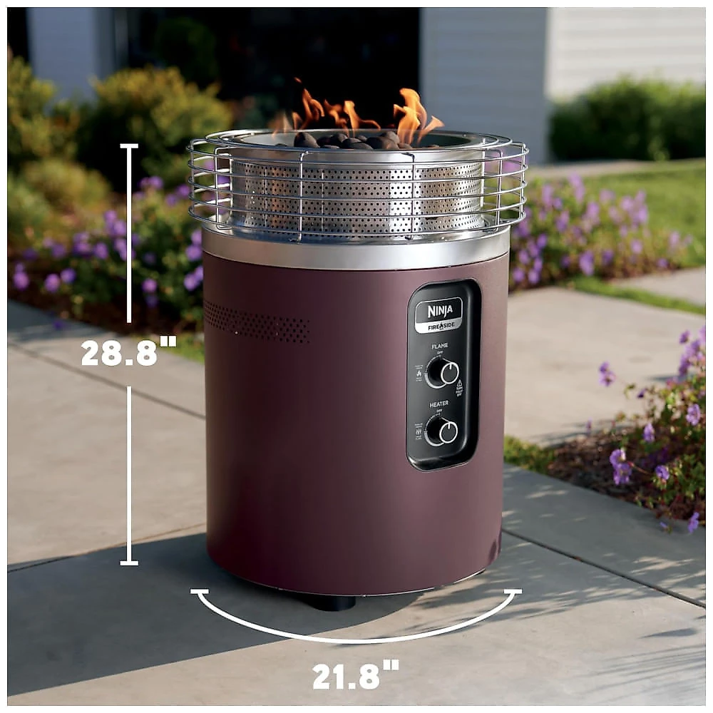 Ninja Fireside360 Aquecedor Externo Portátil com 3 Modos - Chama, Calor e Ambos - Para Jardim, Camping e Praia