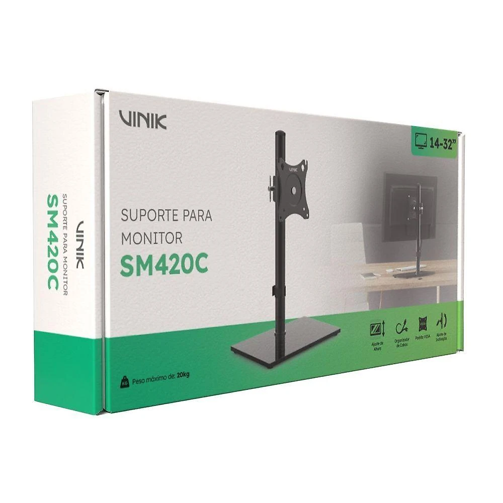 Suporte para Monitor Sm420c com Base de Vidro e Ajuste de Altura para 14 a 32 Polegadas Vinik