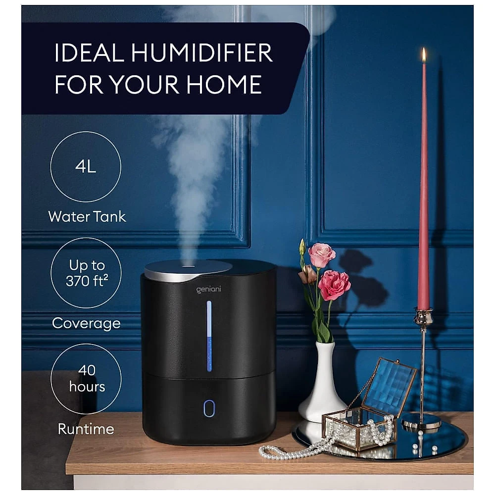 Umidificador de Preenchimento Superior para Quarto 4L com Difusor de Óleo Essencial e Luz Noturna, GENIANI GHRN4LB, ...