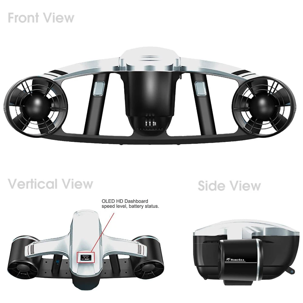 Miniatura Scooter Subaquática Propulsor de Mergulho com 2 Velocidades e Câmera de Ação para Adultos, YOUGYM, Branco