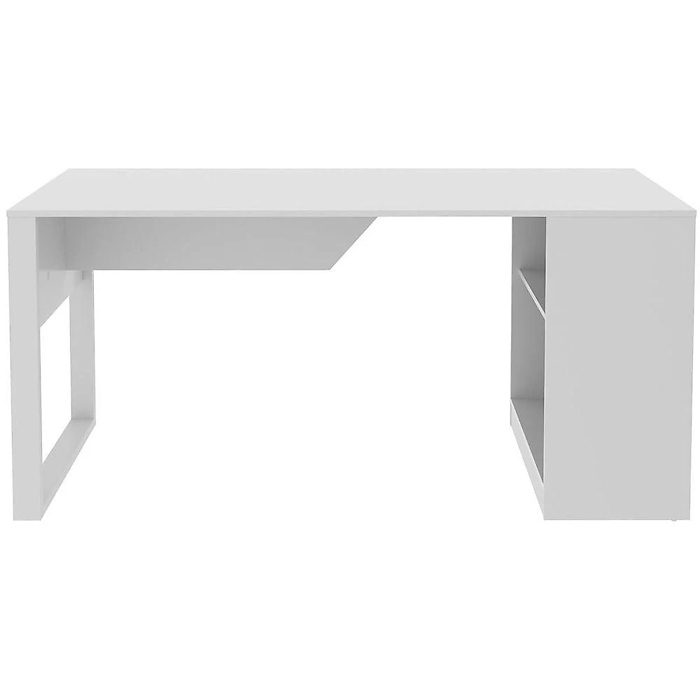Mesa para Escritório Retangular com Armário Lateral 160CM Moderno MDP Branco Tecnomobili