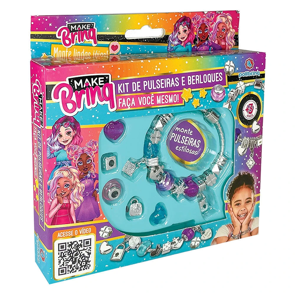Kit de Pulseira e Berloques Make Brinq 3+ Anos