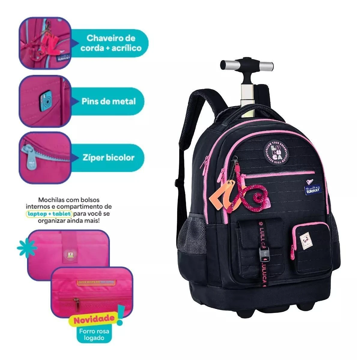 Miniatura Mochila De Carrinho Oficial Luluca Clio Style Preto - 24634