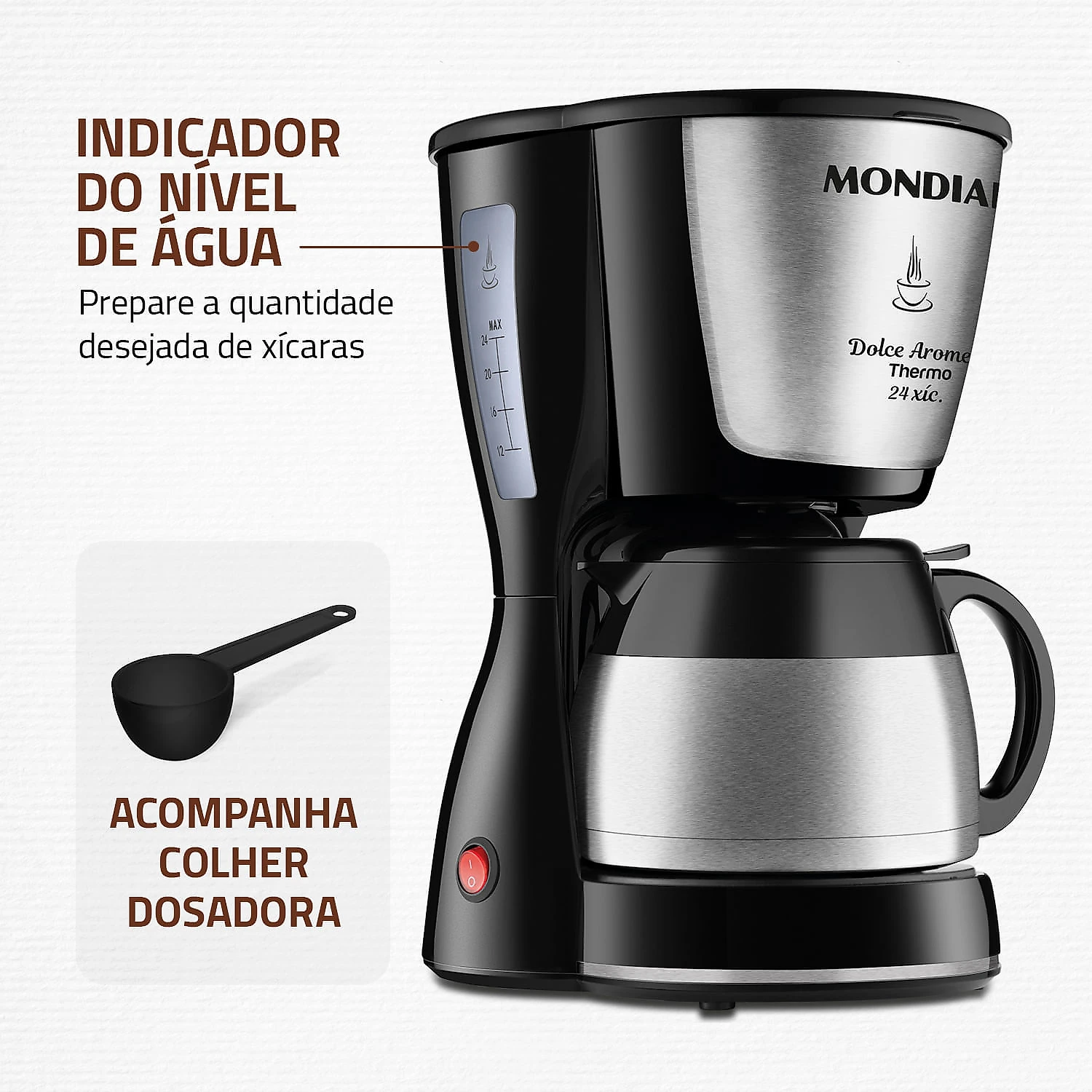 Cafeteira Elétrica Mondial Dolce Arome C-33JT-24X CAFETEIRA-127V-PRETO/INOX