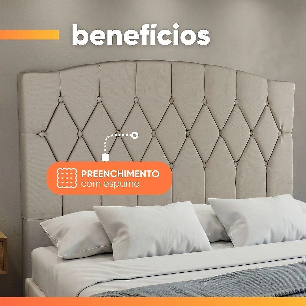 Cabeceira Estofada Para Cama Box Casal Belize De 1,40m Camurça