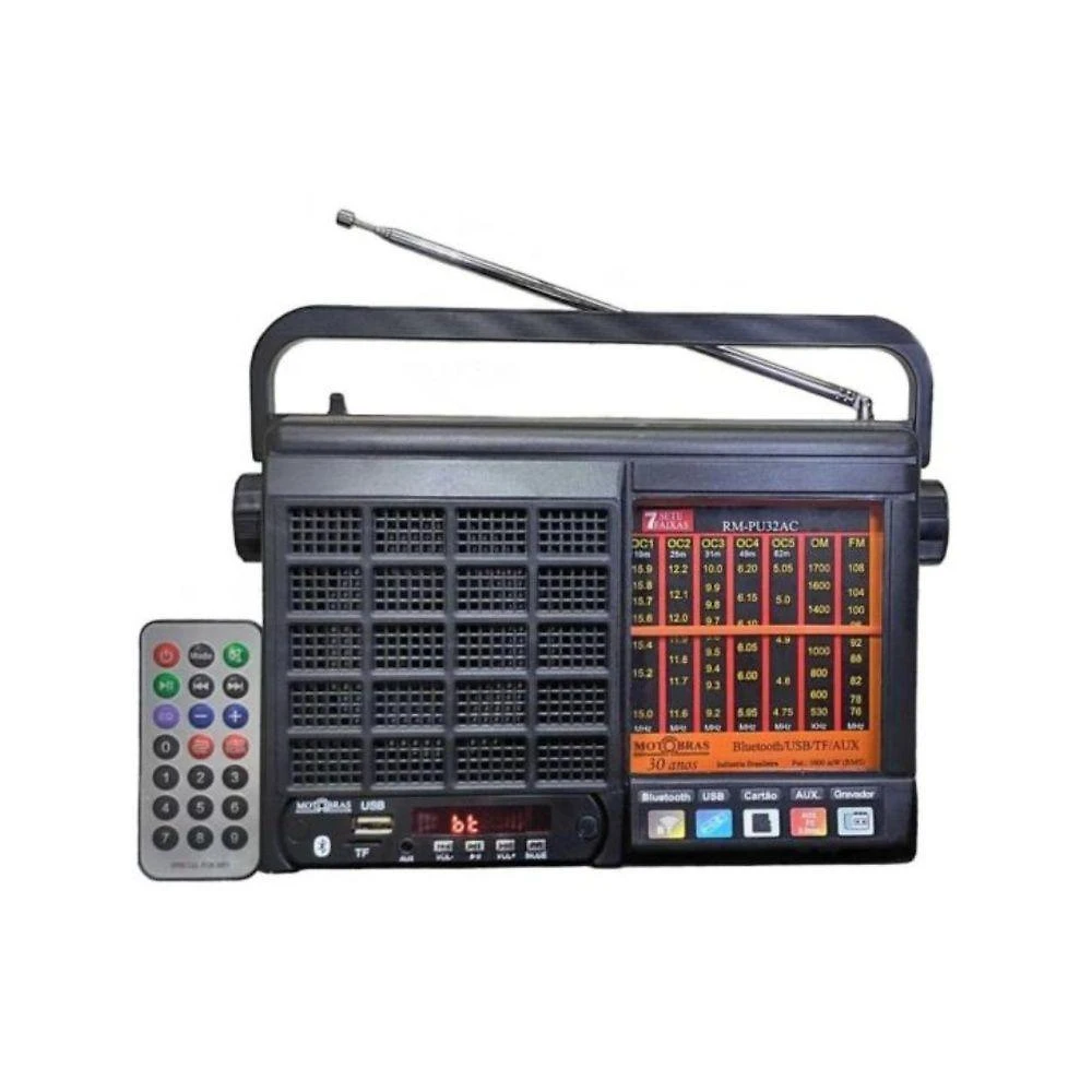 Rádio Portátil Motobras Rm-pu32ac 7 Faixas Preto
