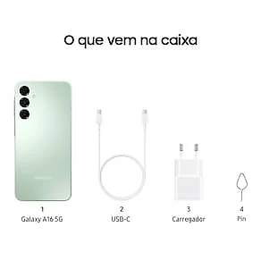 Smartphone Samsung Galaxy A16 Verde Claro, 256GB, 8GB RAM, Câmera de até 50MP, Tela 6.7", NFC, IP54, Bateria 5000 mAh e Processador Helio G99 CEL. SAMS GALAXY A16 4G 256GB VERDE CLARO