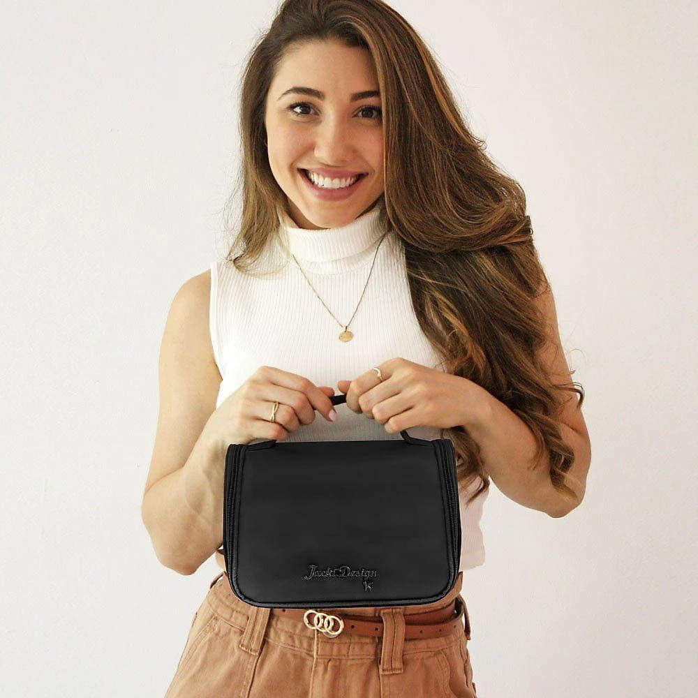 Kit Organizador De Malas 6 Peças + Necessaire Com Gancho Preto