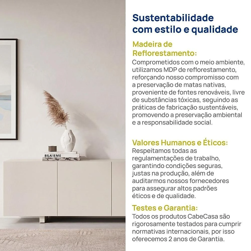 Rack para TV até 60 Polegadas 180x51cm Aruá CabeCasa MadeiraOriginals Off White