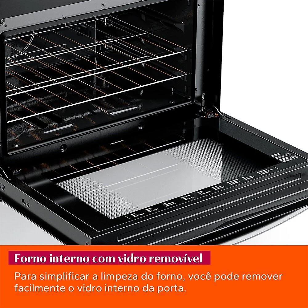 Fogão Brastemp 5 Bocas Com Botões Removíveis E Exclusivo Aro Protetor - BFS5NDB Branco - Bivolt