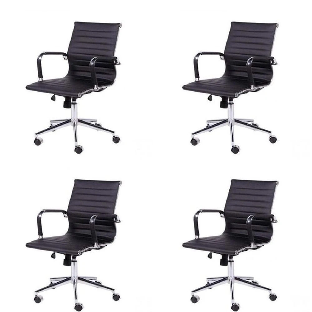 Kit 4 Cadeiras Escritório Diretor Esteirinha Rodízio Relax Corino 3301