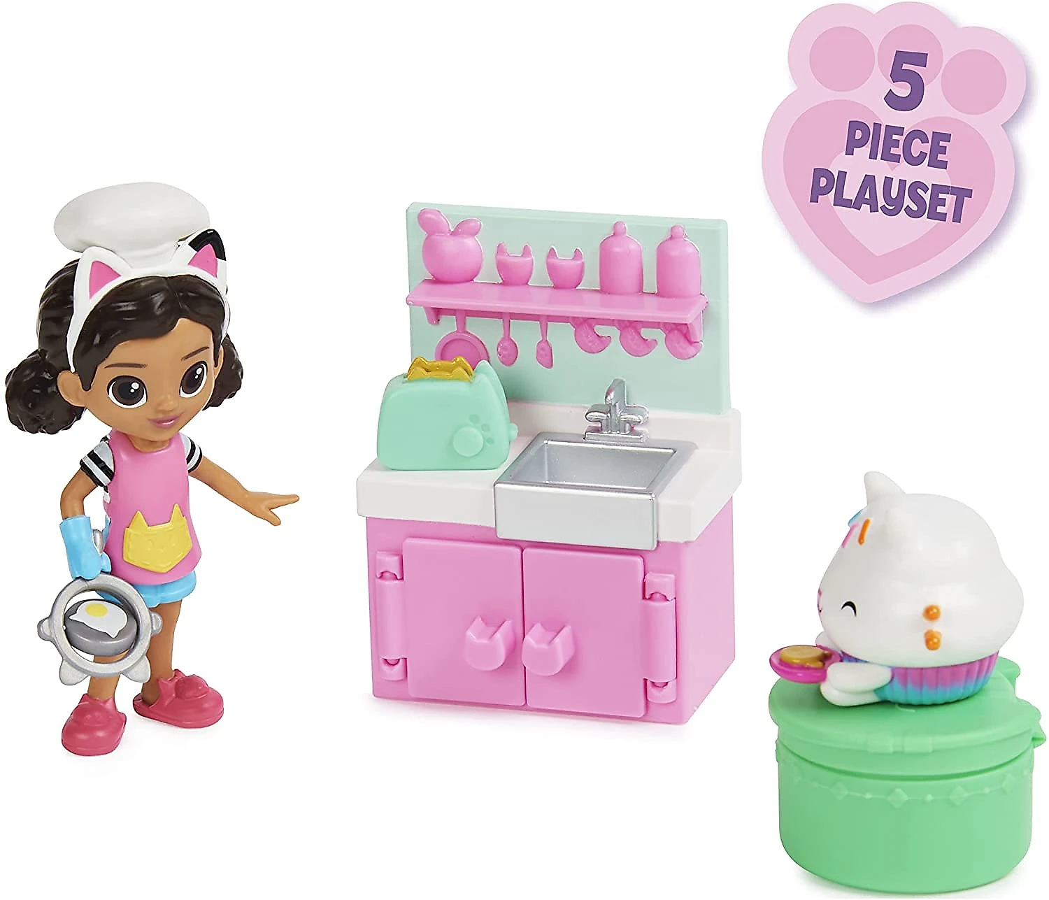 Gabbys Dollhouse Hora do Lanche Cozinha da Gabby com 5 Acessórios para Crianças a partir de 3 anos