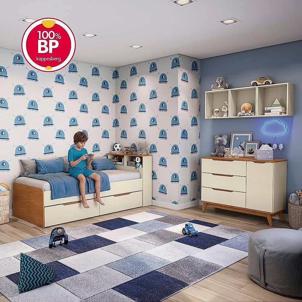 Quarto Infantil Completo 6 Peças Crescer 1 Porta 5 Gavetas Argila-jequetiba Kappesberg