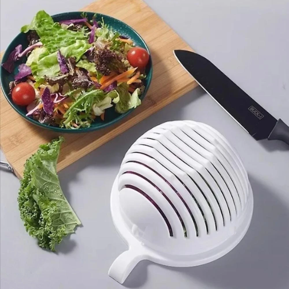 Tigela Secador Cortador 2 em 1 Multifuncional Polipropileno Design Giratório para Saladas e Legumes