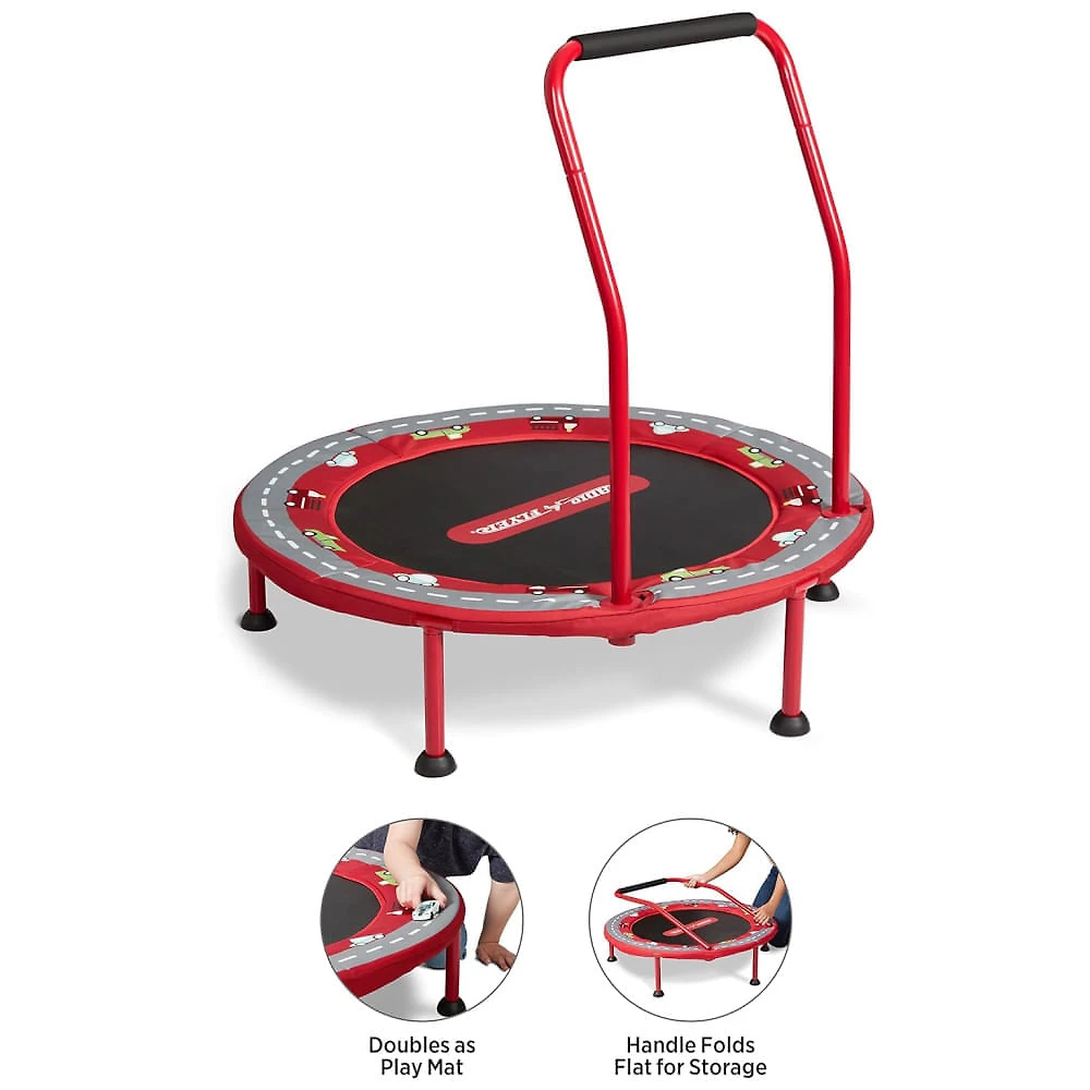 Miniatura Trampolim Infantil 2 em 1 Radio Flyer Vermelho Diversão garantida para os pequenos 110v