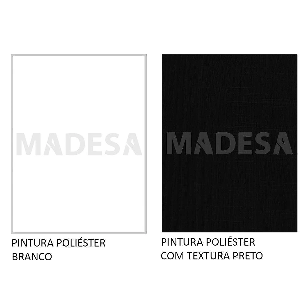 Kit Área de Serviço Madesa Topazio 60 cm com Armário e Balcão - Branco/Preto Branco/Preto