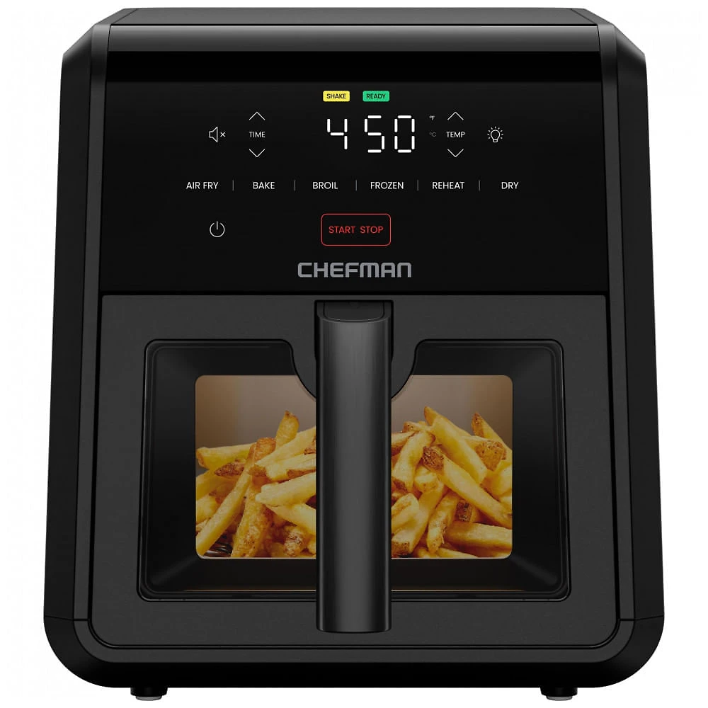 Fritadeira Elétrica Chefman TurboFry 6.6 L Preto Janela Visor 6 Funções 1750W 120V