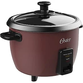Panela Elétrica de Arroz Oster 1L Bordô Antiaderente Função Aquecer Tampa de Vidro 110V