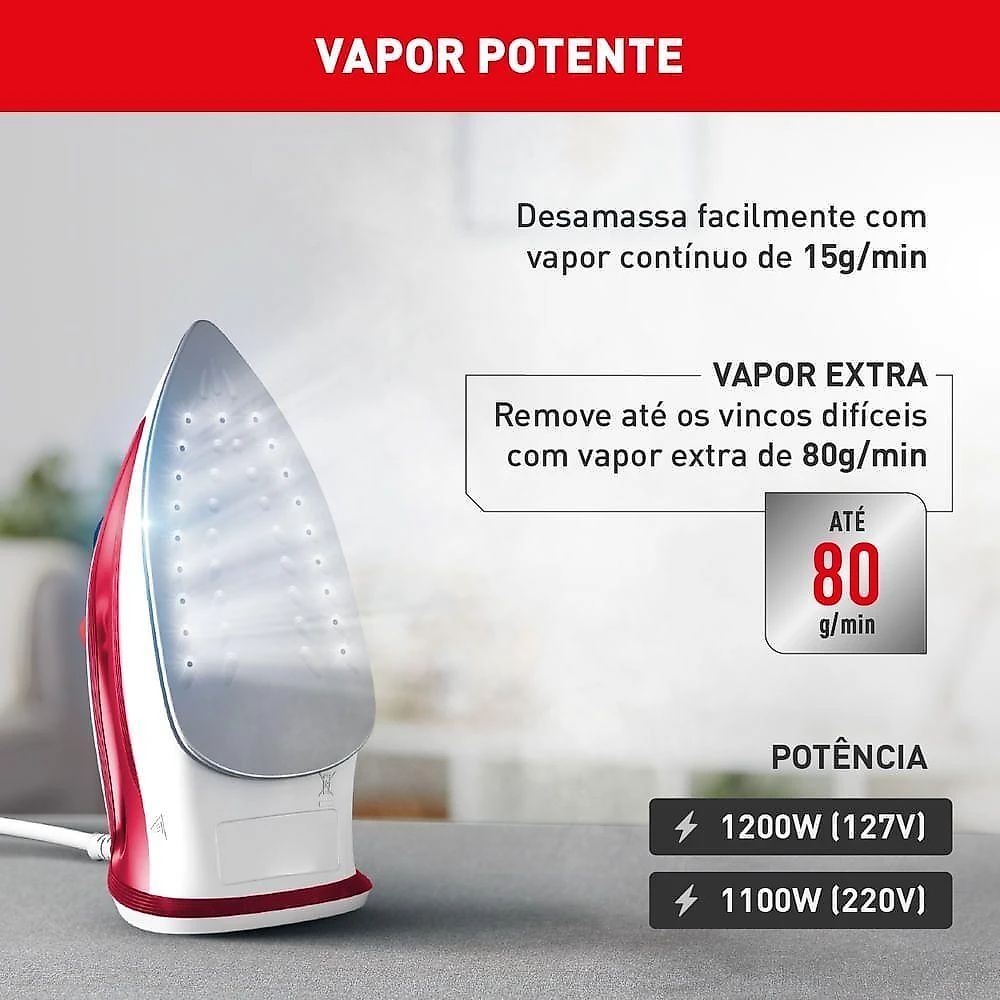 Ferro De Passar A Vapor Essentialgliss Arno FMQ Rosa E Branco 220V