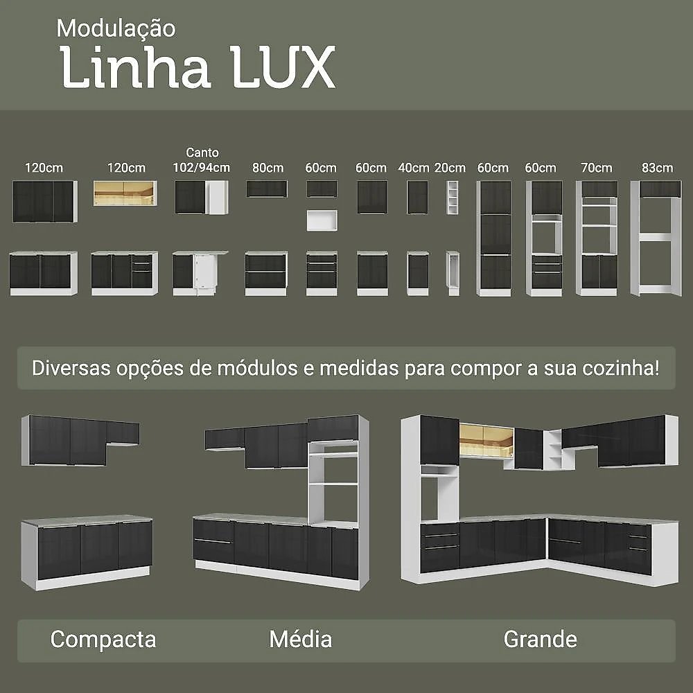Balcão de canto 1 porta lux madesa branco/cinza