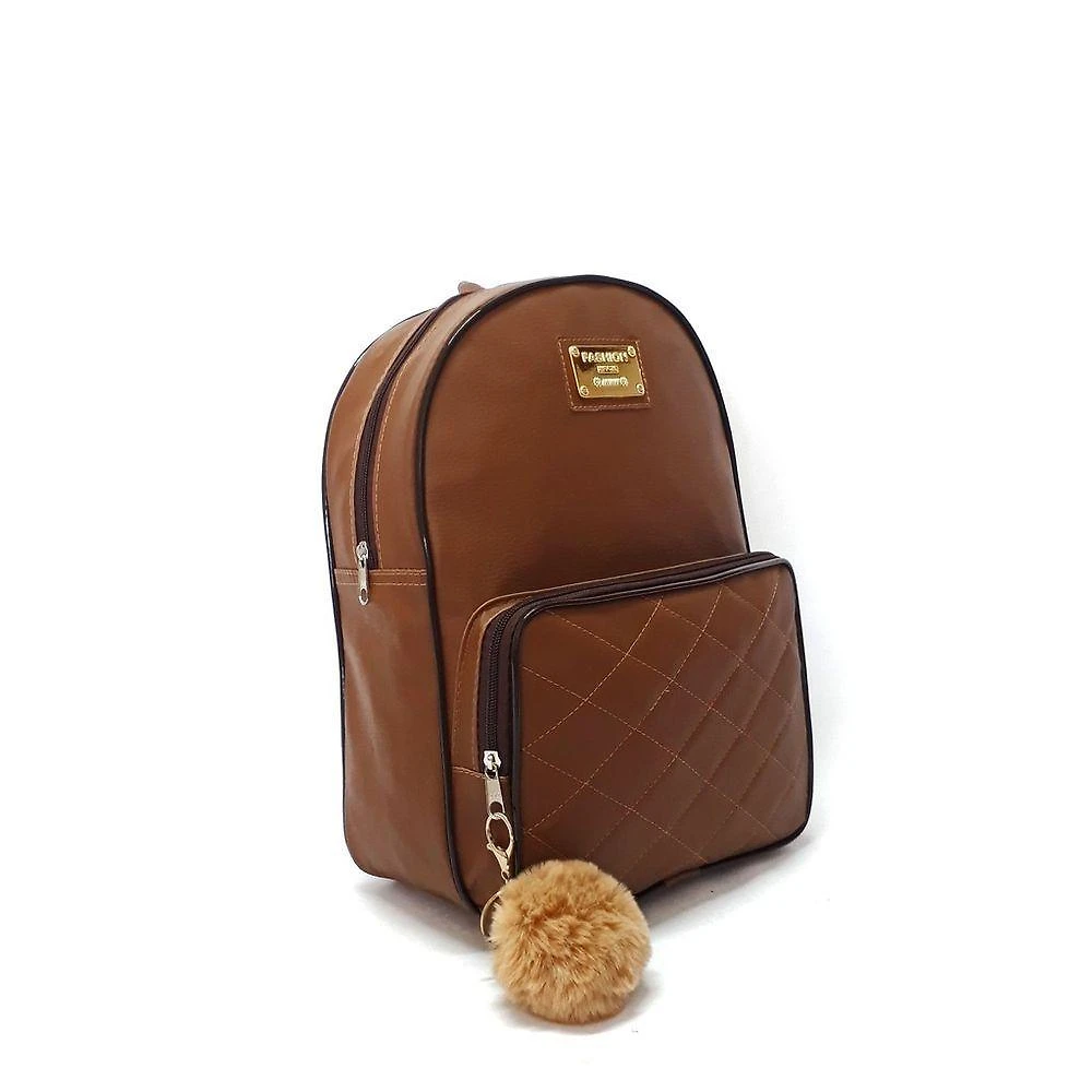 Bolsa Mochila Feminina OEM Bellus Couro Ecológico 32x25x12 Caramelo para Público Feminino