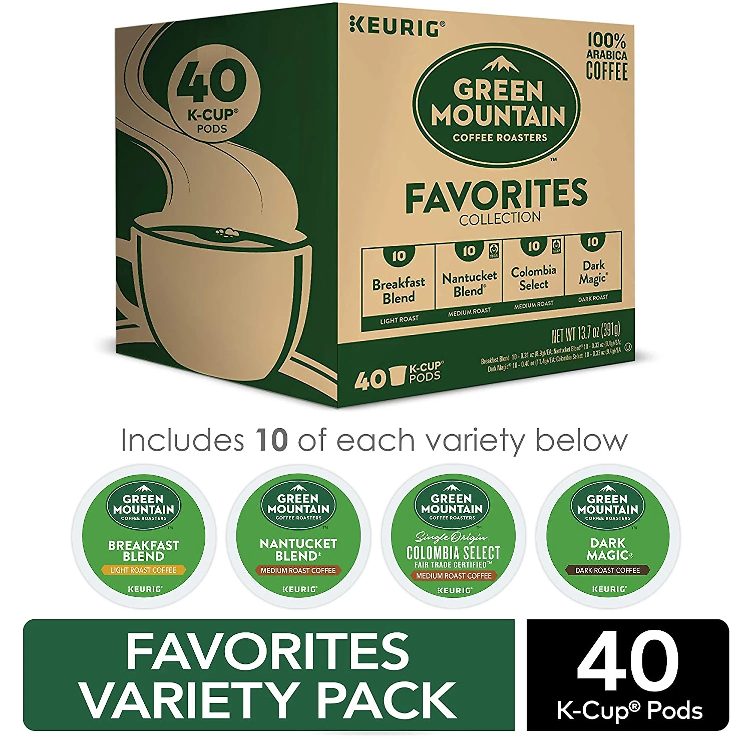 Keurig Kcup Green Mountain Café Variados 40u
