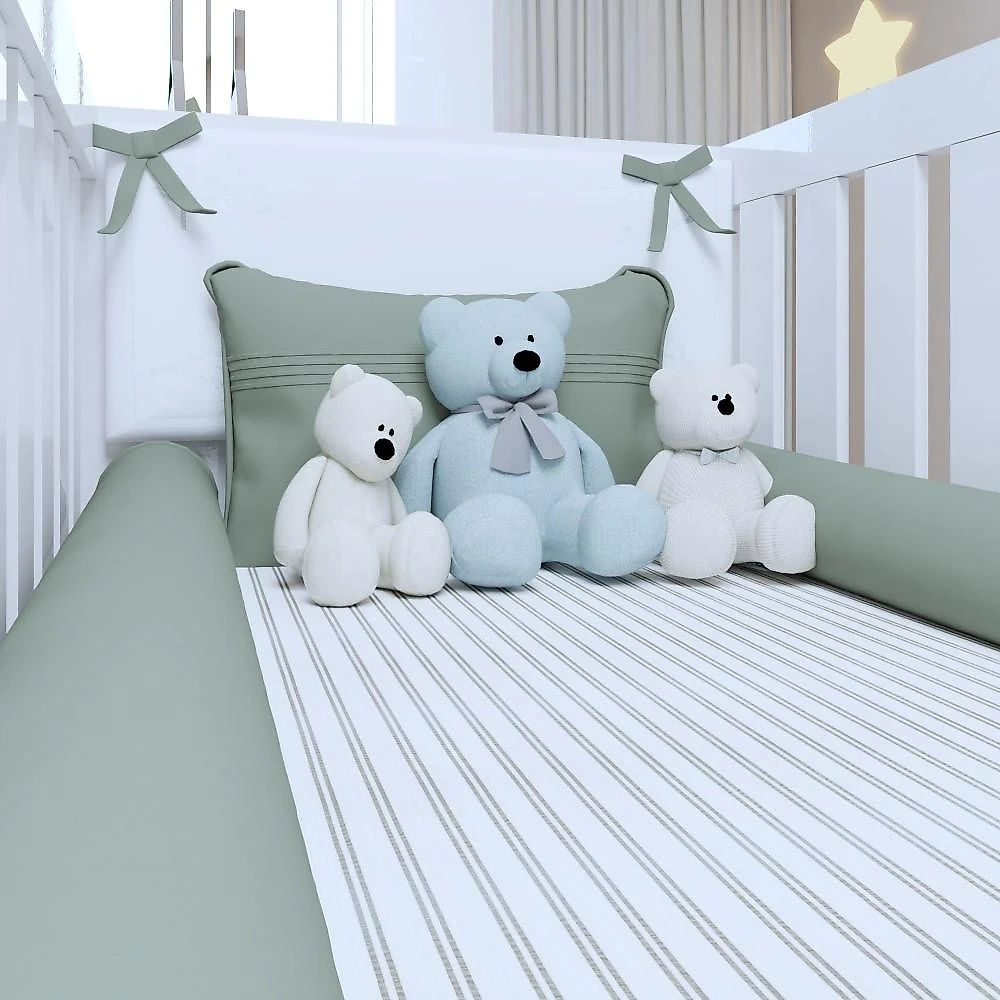 Quarto de Bebê Guarda Roupa 3 Portas e Berço Mini Cama 100% MDF com Colchão Nina  Branco