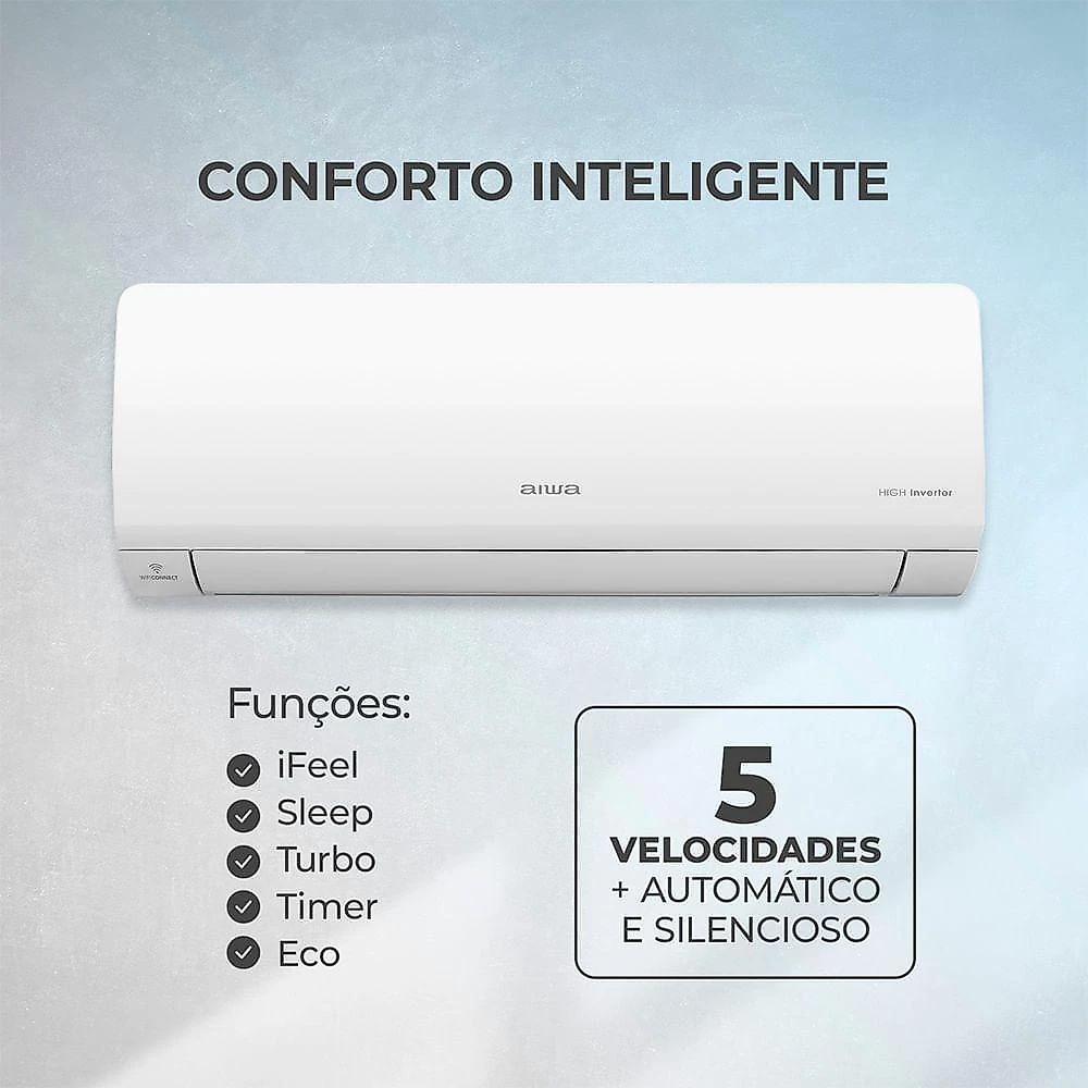 Ar Condicionado Aiwa Split High Wall High Inverter 12.000 Btus Frio AWS-AC-12F-EU 220V
